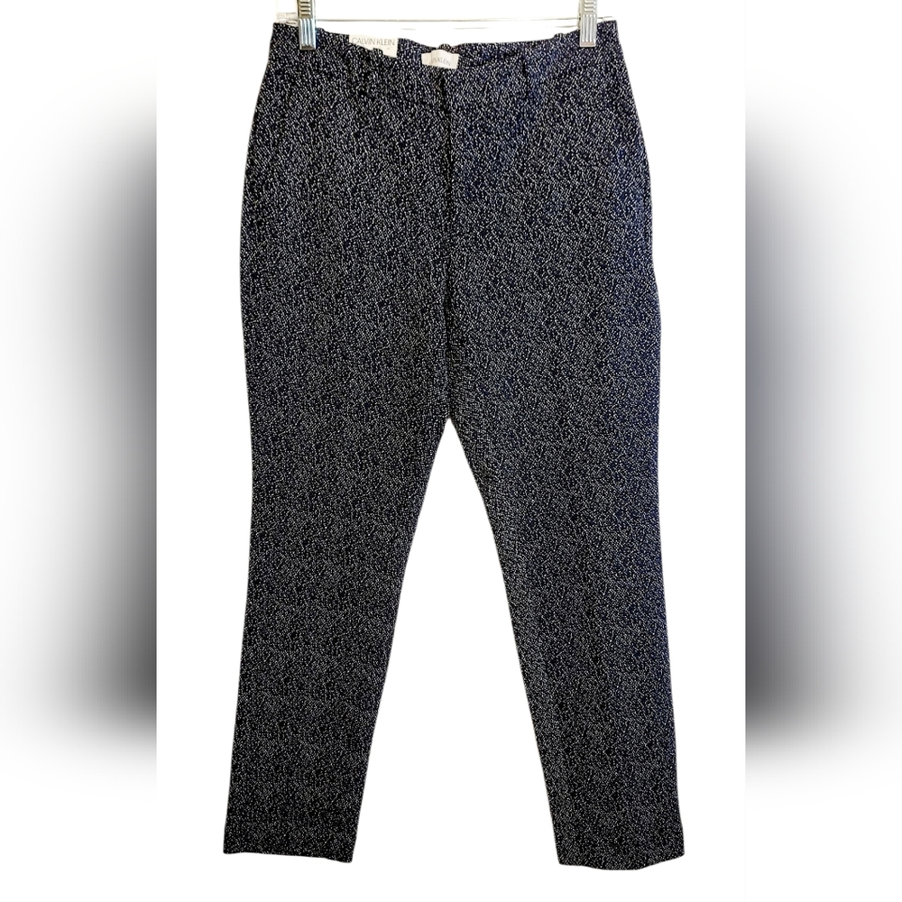 Calvin Klein Black and White Specks Pattern High-Rise Ankle Length Trousers NWT